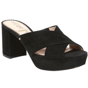 Sam‎ Edelman | Black Jayne Chunky Suede Mule Platform Heels 9